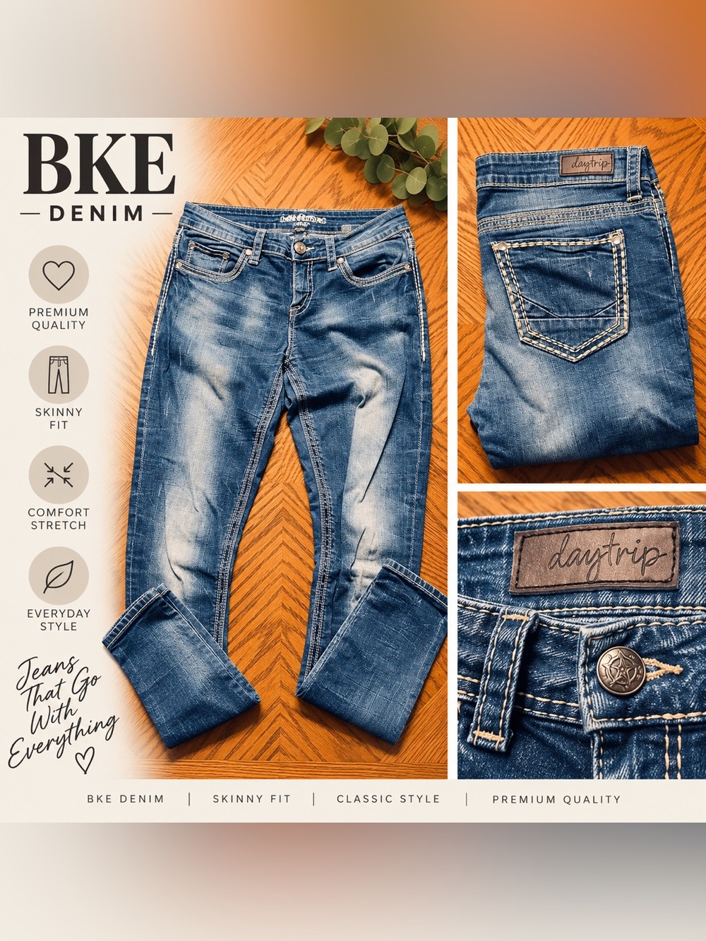 Daytrip Distressed Medium Blue Skinny Jeans